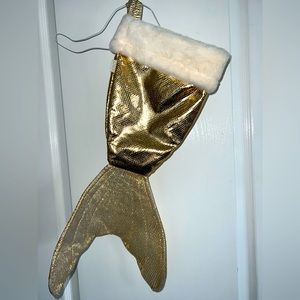 Gold Metallic Mermaid L*Space Christmas Stocking with fur trim